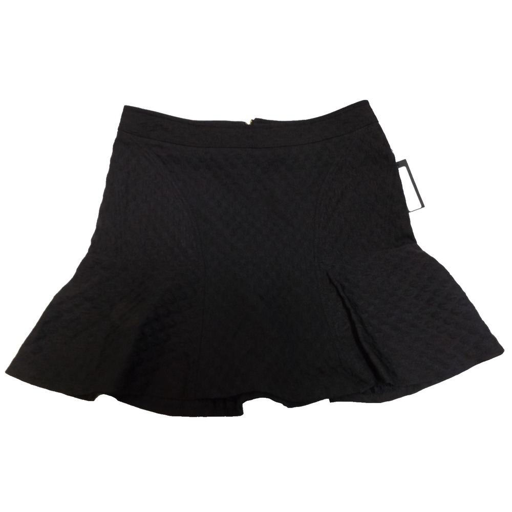 NEW womens Worthington BLACK flared skirt, size 10, lined, bumpy textured fabric